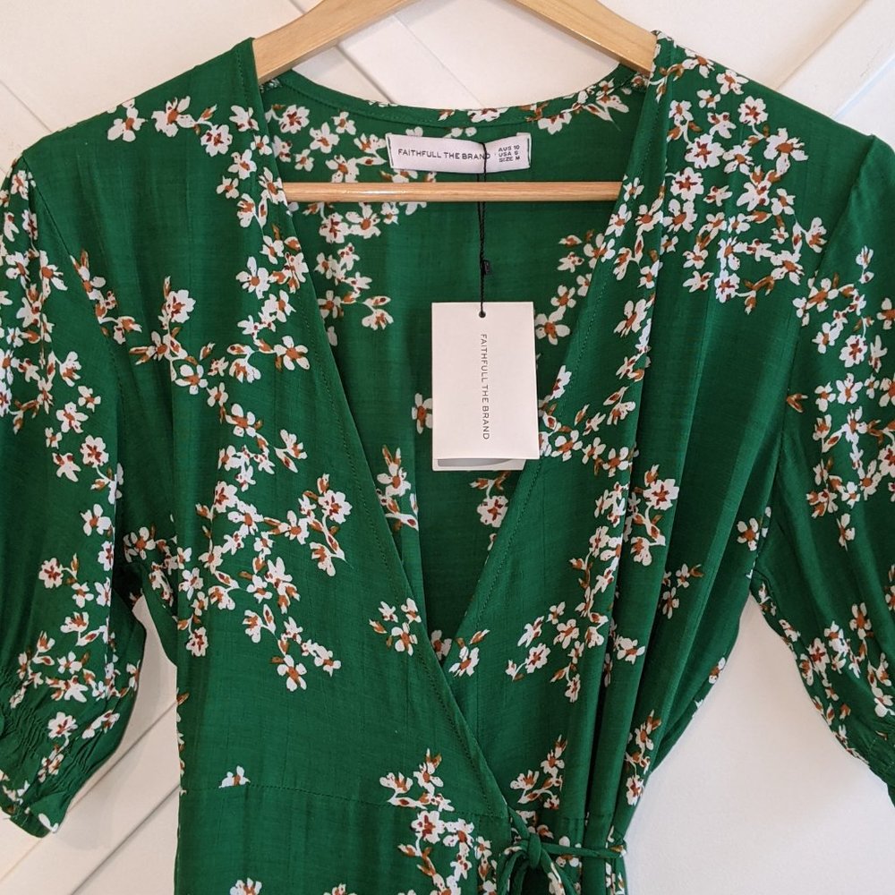 NEW Faithfull the brand Mira wrap puff sleeve dress - Picture 5 of 10